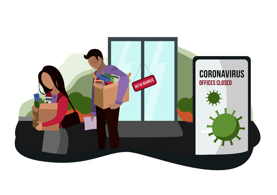 illustration of coronavirus layoffs