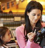 Woman checking out image