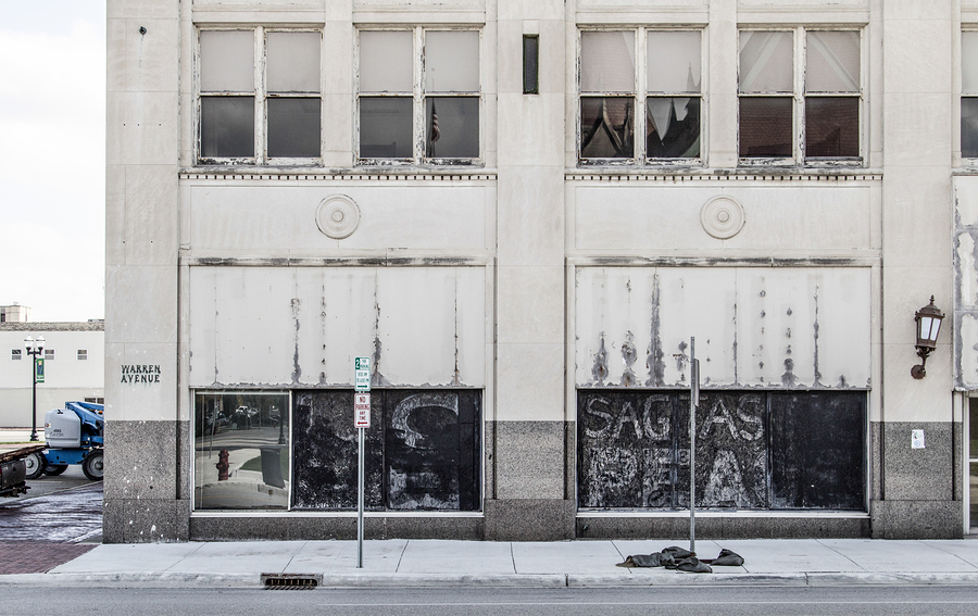 Abandoned commercial building in a Rust Belt central city