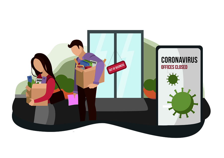 illustration of coronavirus layoffs