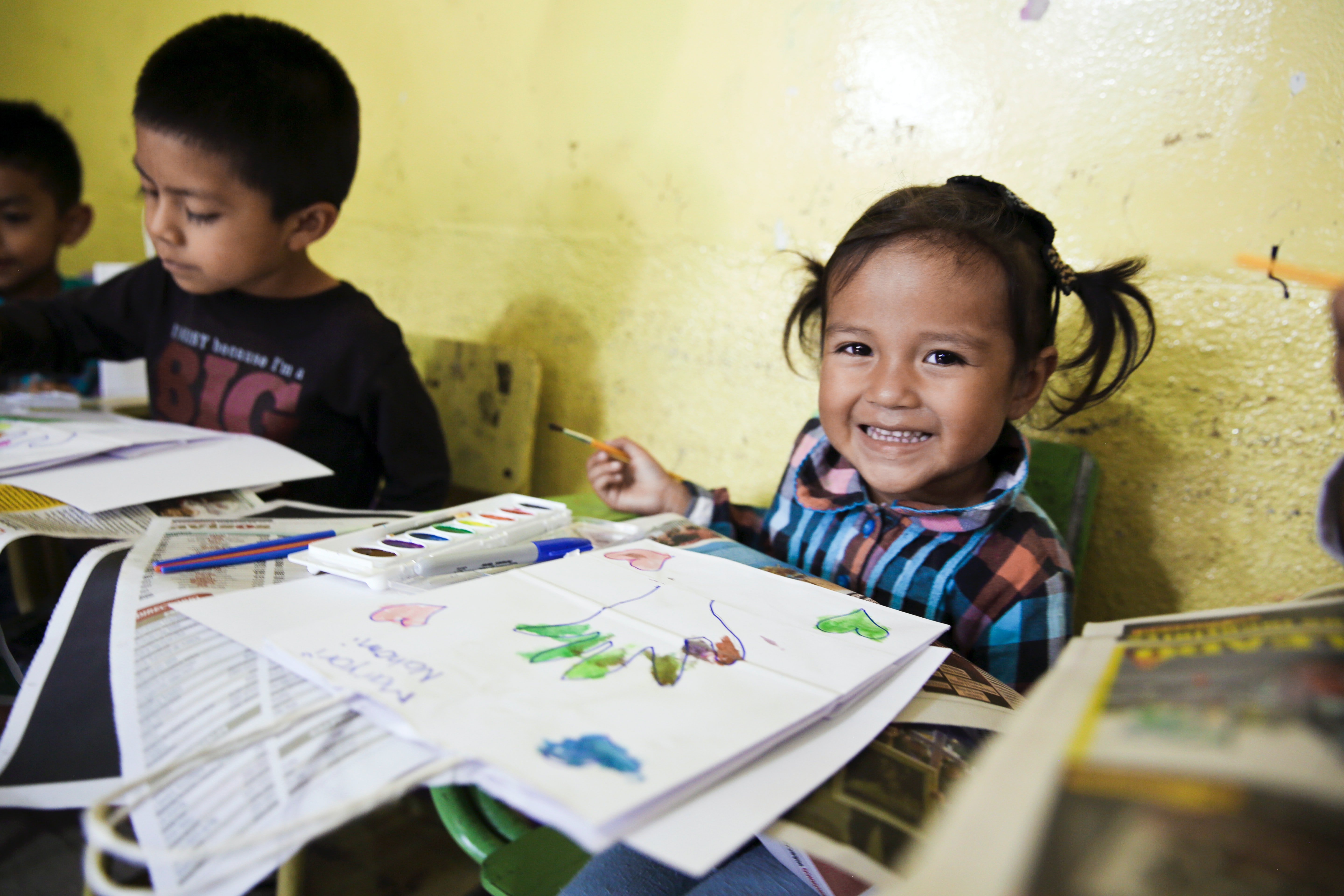 Smiling children in a day-care facility