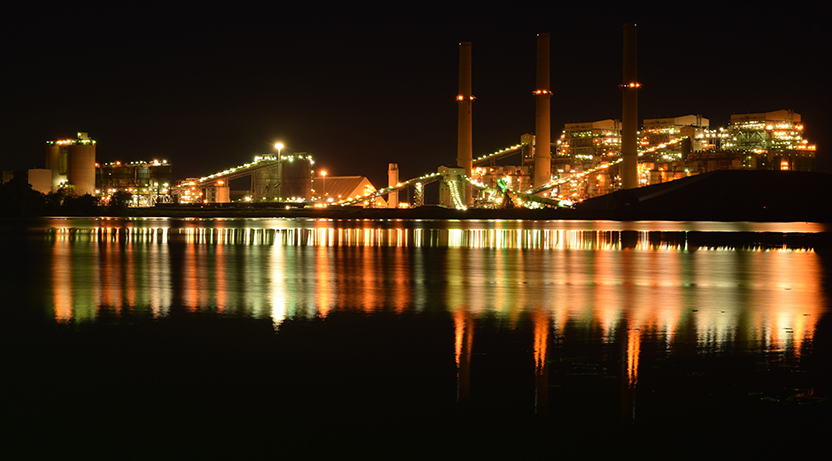 Manufacturing community at night