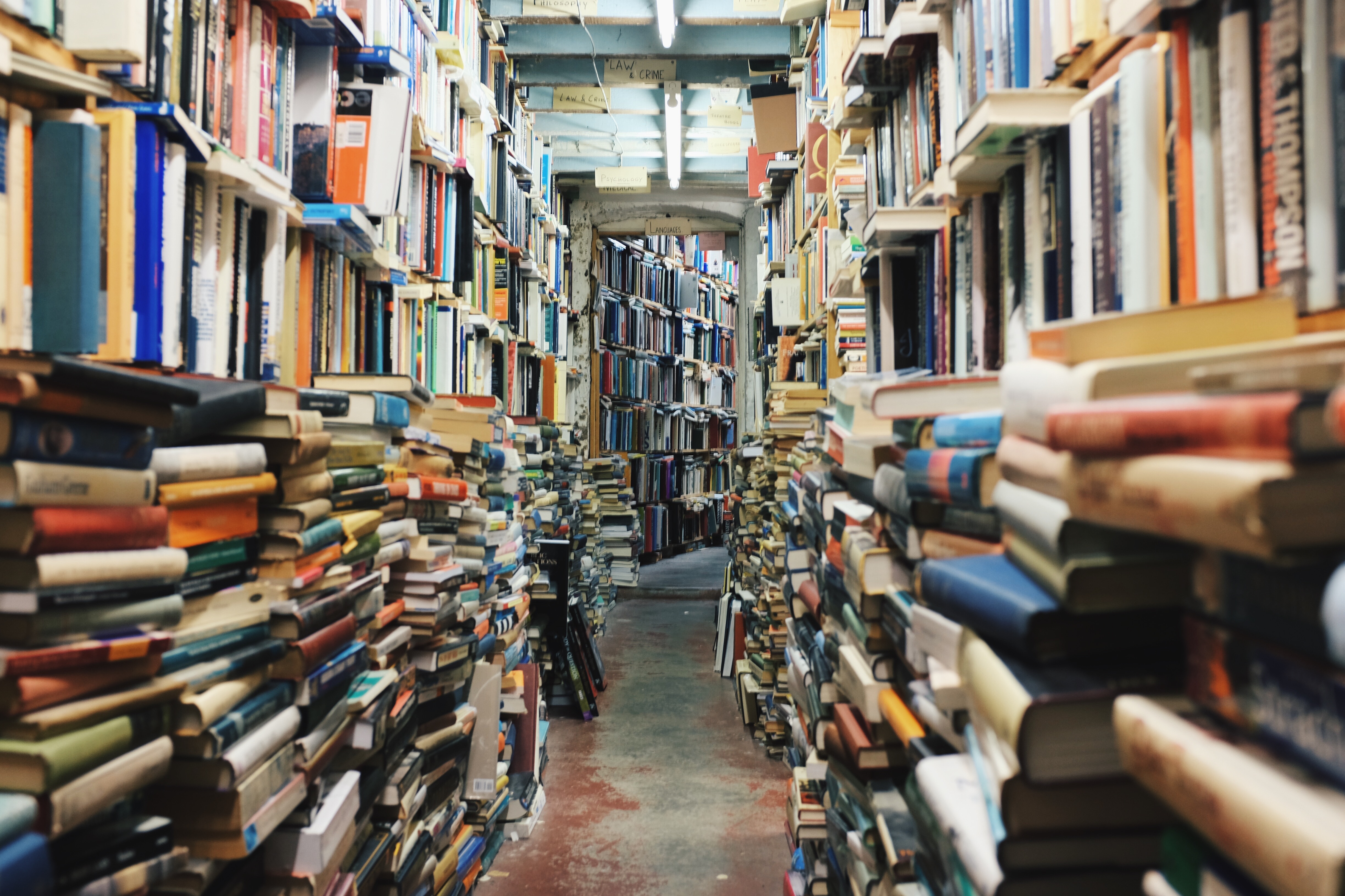 Cluttered library or bookstore