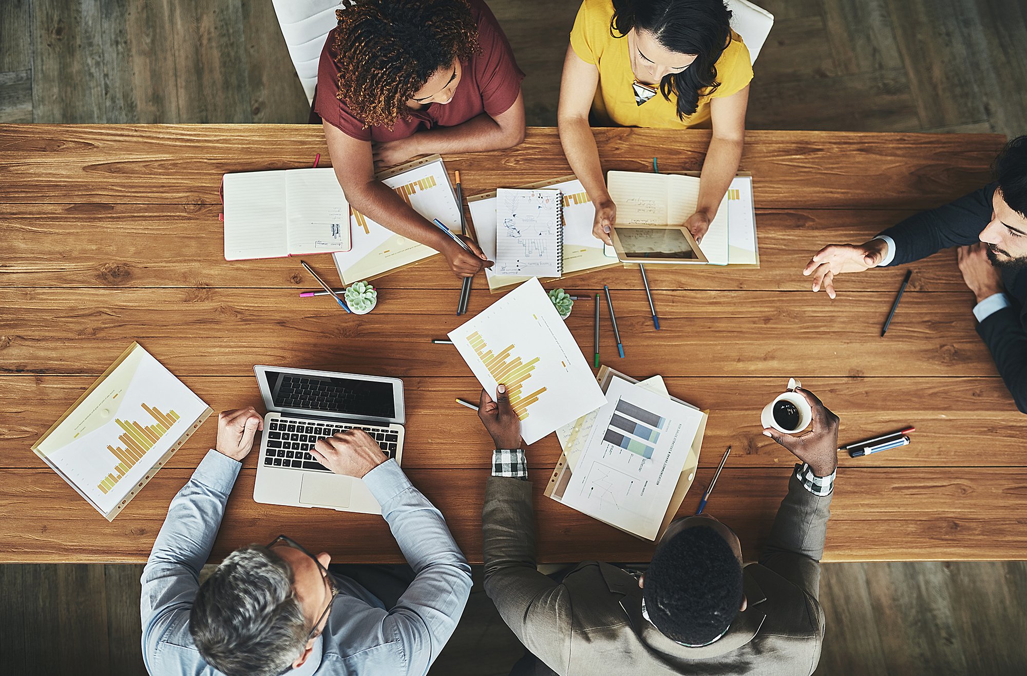 Overhead stock shot of a business collaboration meeting