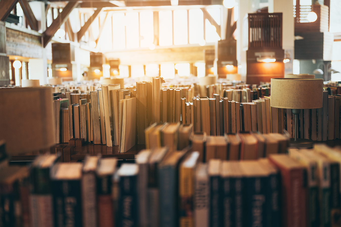 Library books, blurry