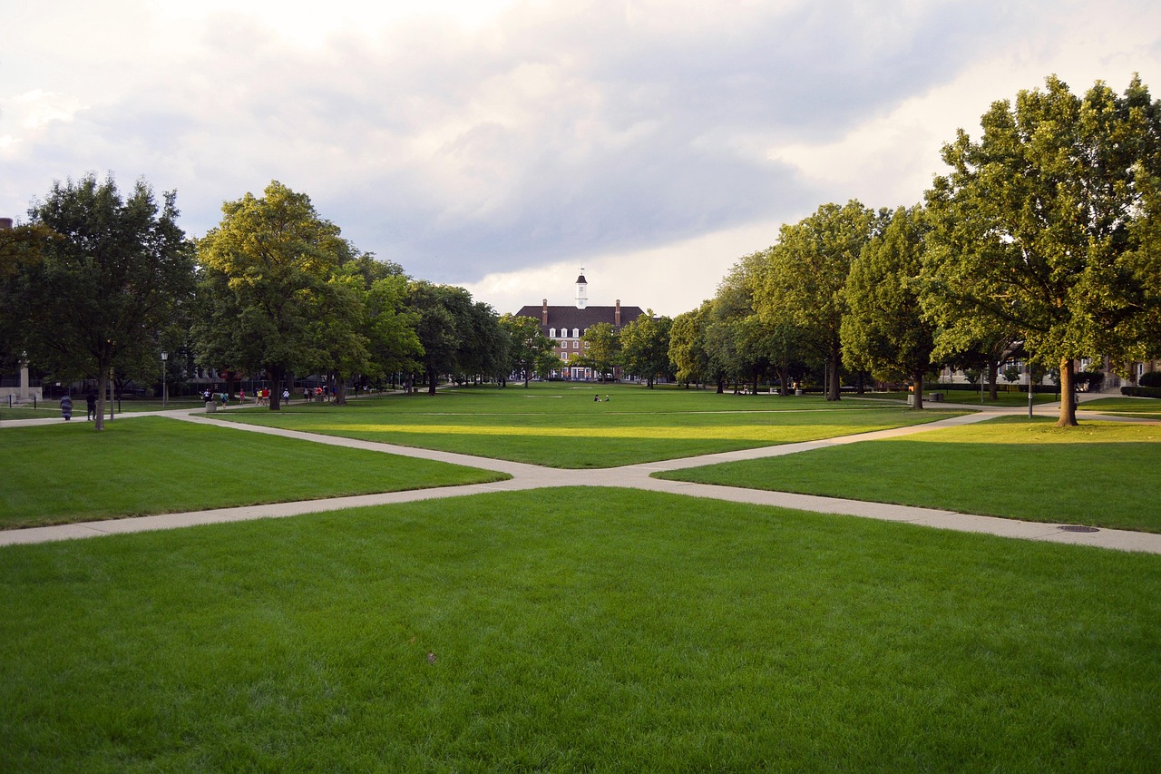 University quadrangle paths crossing