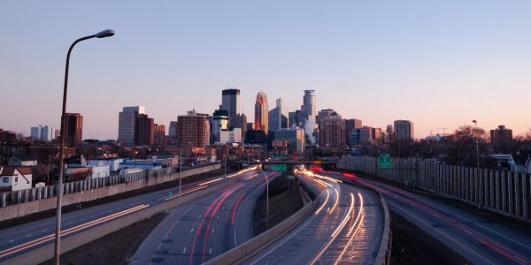 Traffic Comes and Goes from Downtown Minneapolis Minnesotaby Christopher_Boswell