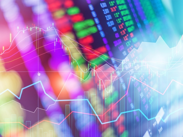 Stock market data on screen