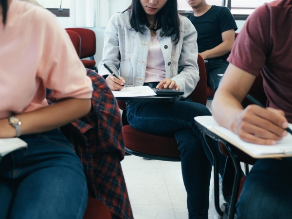 Students working at desk