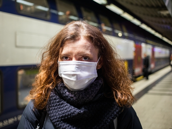 Unemployed worker with mask