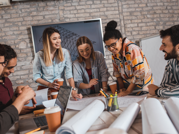 a group of modern business people in casual wear
