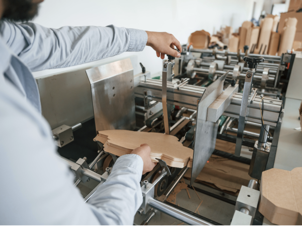 Man Operating Machine Producing Cardboard Food Containersby mstandret
