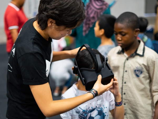 young students using VR