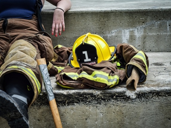 Firefighter resting