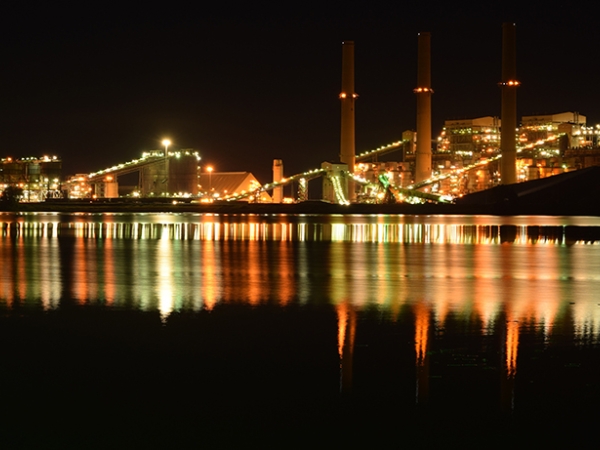 Manufacturing community at night