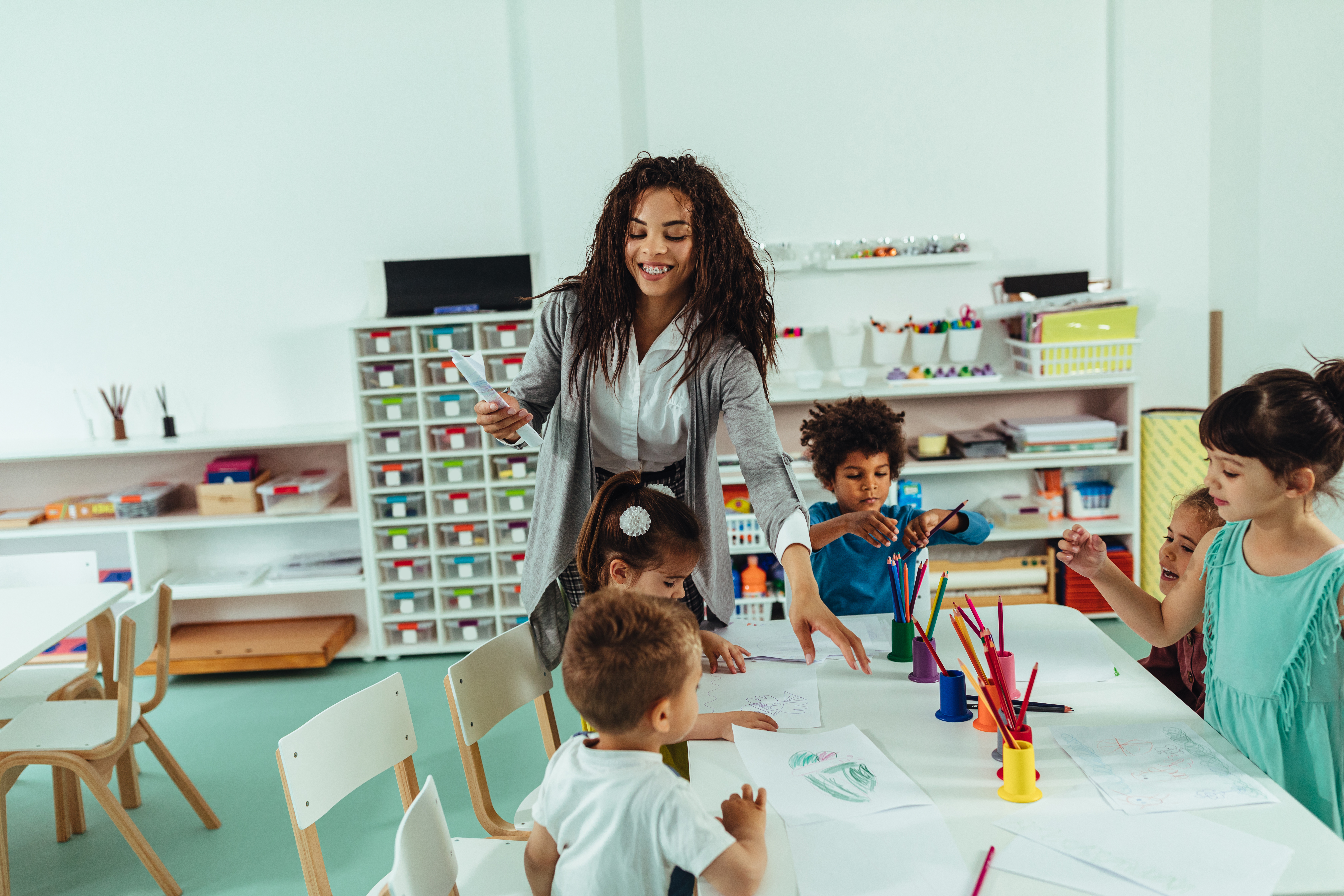 teacher and children