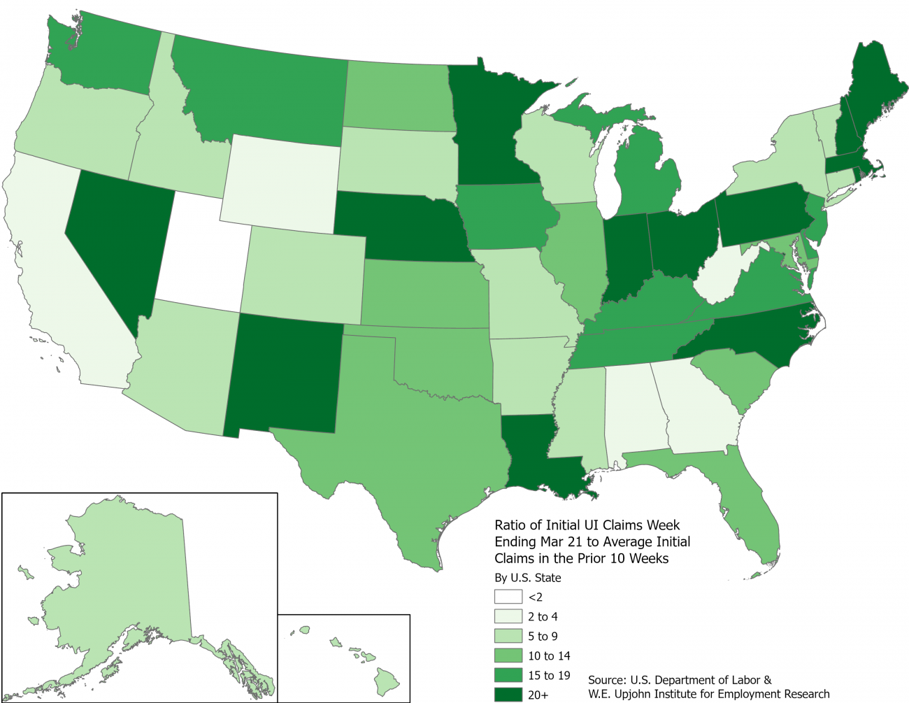 Map of state UI claims ratio