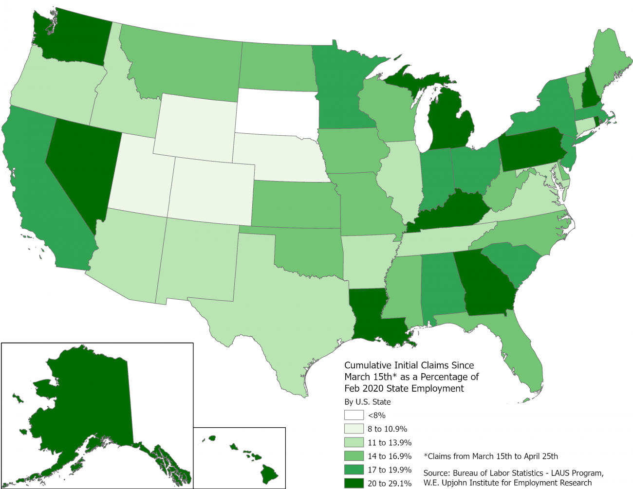 US state initial UI claims map