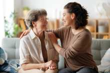 Woman visiting senior mother, support at homeby choreograph